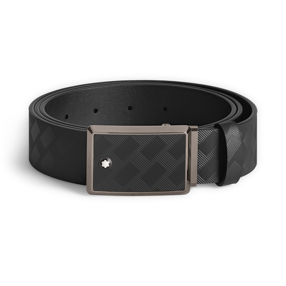 Black 35 mm leather belt - 1