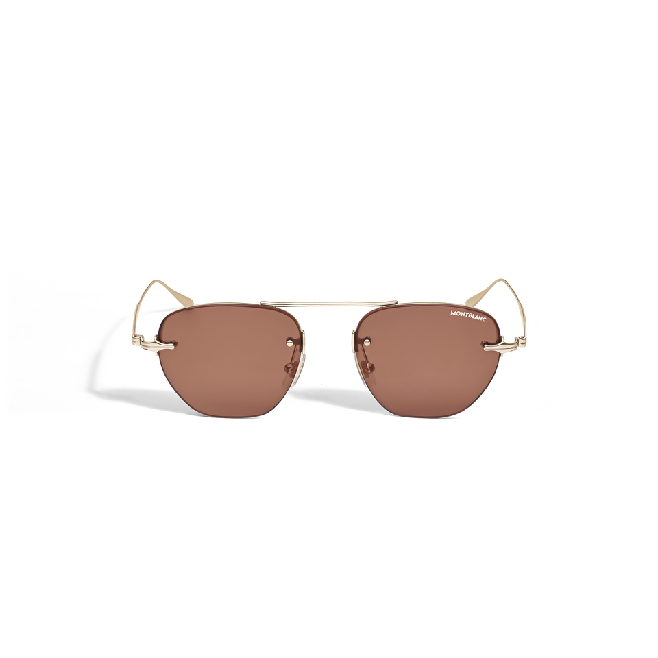 Oval Sunglasses with Gold Coloured Metal Frame - 1