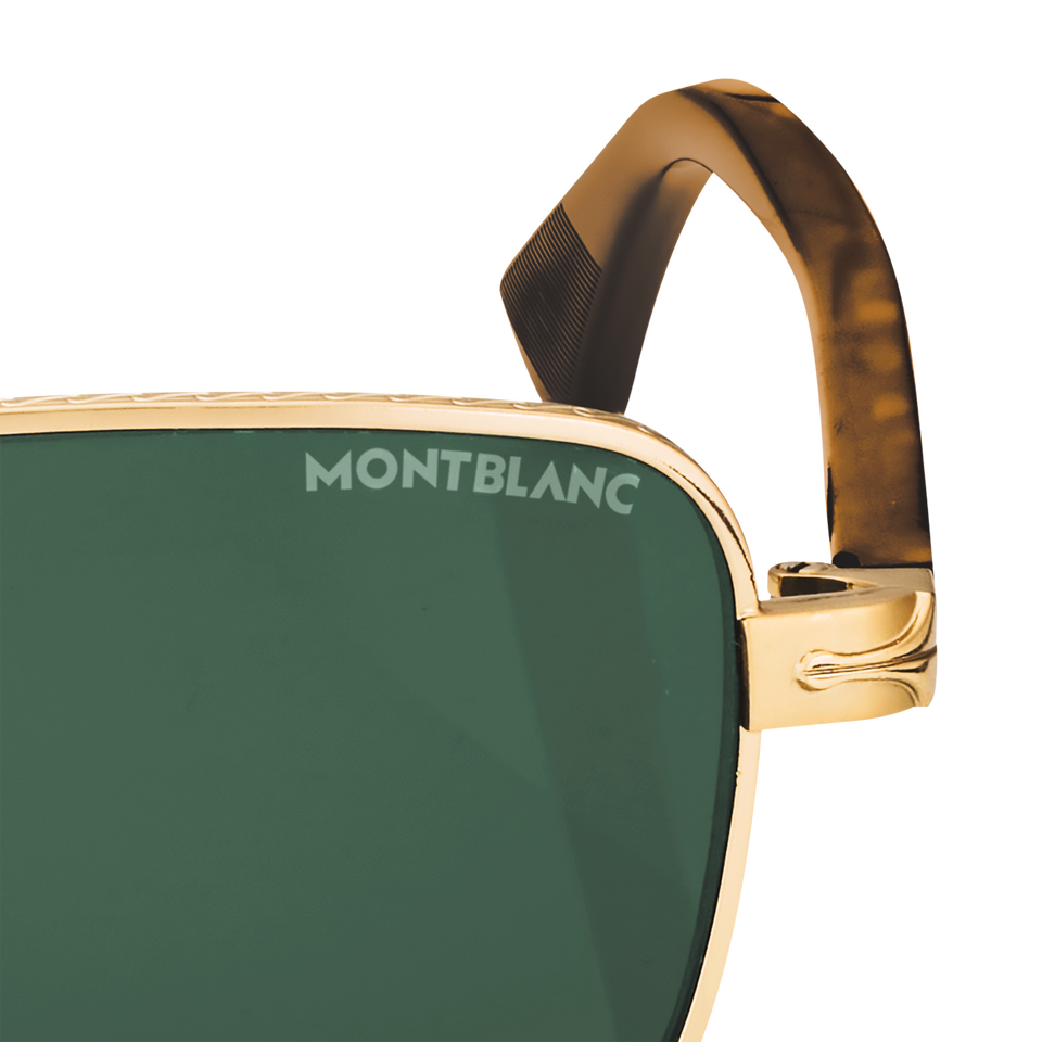 Rectangular Sunglasses with Gold-Colored Metal Frame - 3