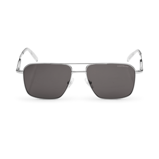 Rectangular Sunglasses with Silver Coloured Metal Frame