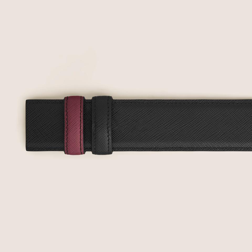 Cassis/black 35mm reversible leather belt - 2