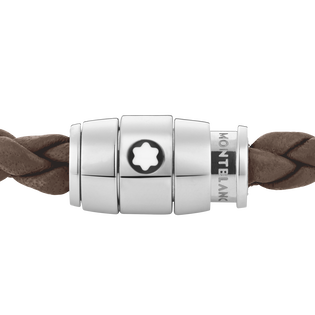 Bracelet Steel 3 rings Meisterst&uuml;ck collection in mastic leather