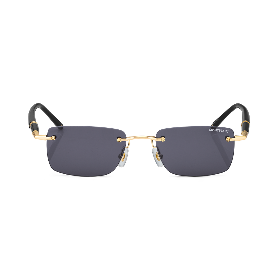Rectangular Sunglasses with Gold-Colored Metal Frame - 1