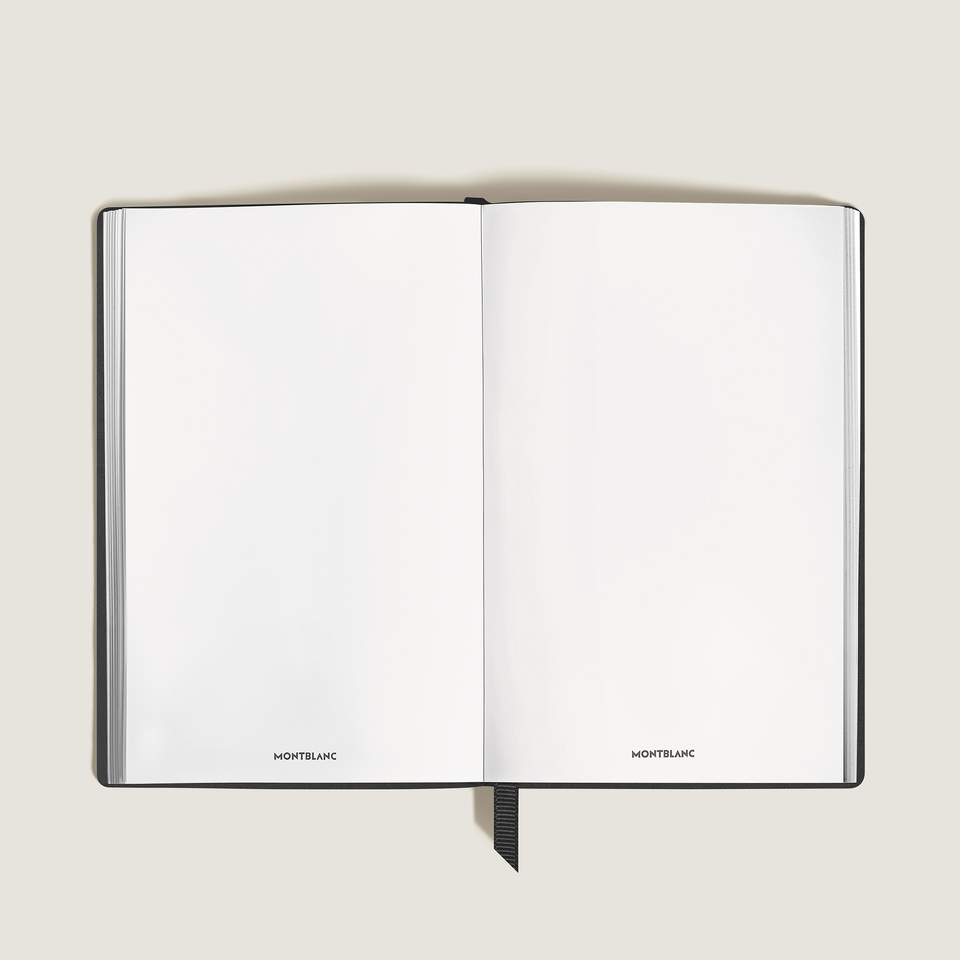 Carnet petit format, cuir Saffiano, noir - Pages vierges - 1