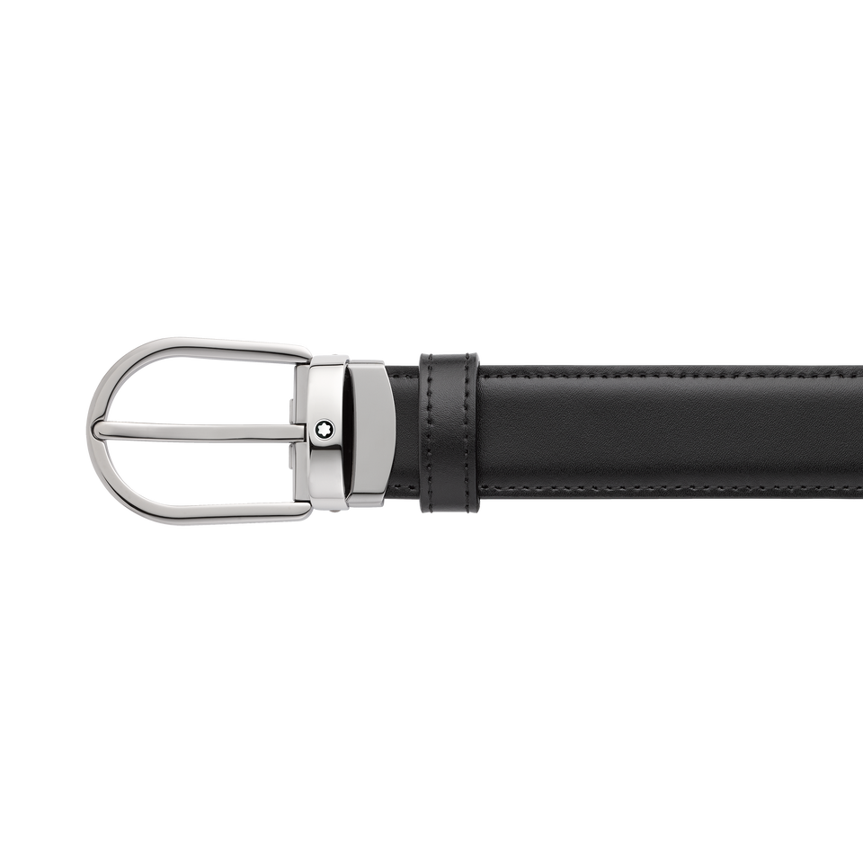 Horseshoe buckle black/brown 30 mm reversible leather belt - 2