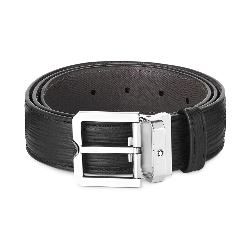 Black 35 mm leather belt - 1