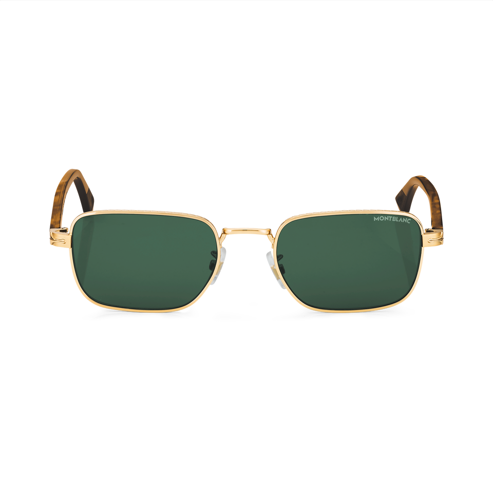 Rectangular Sunglasses with Gold-Colored Metal Frame - 1