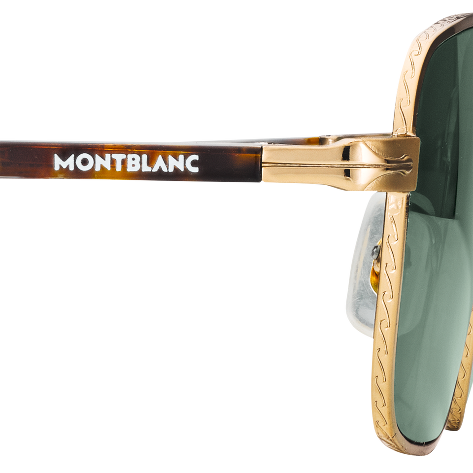 Rectangular Sunglasses with Gold-Colored Metal Frame - 4