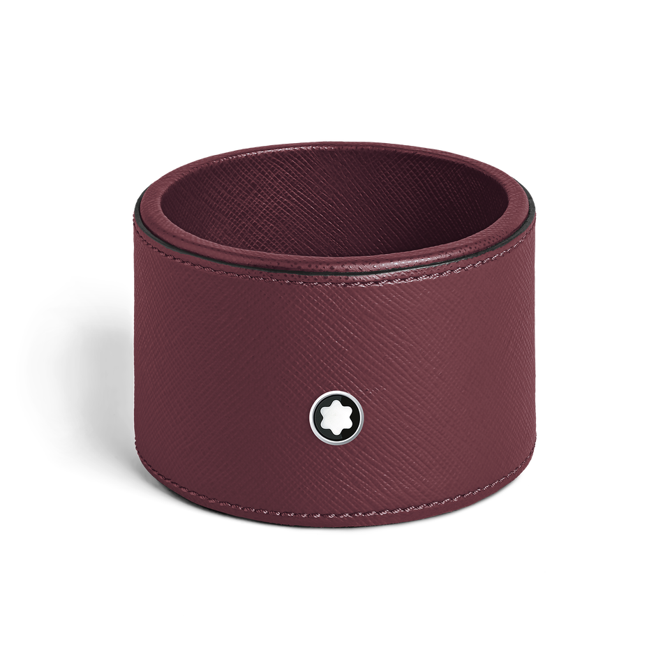 Plateau de bureau rond en cuir cassis (moyen) - 3