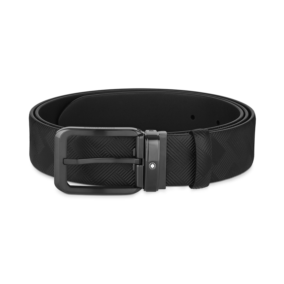 Black 35 mm reversible leather belt - 1