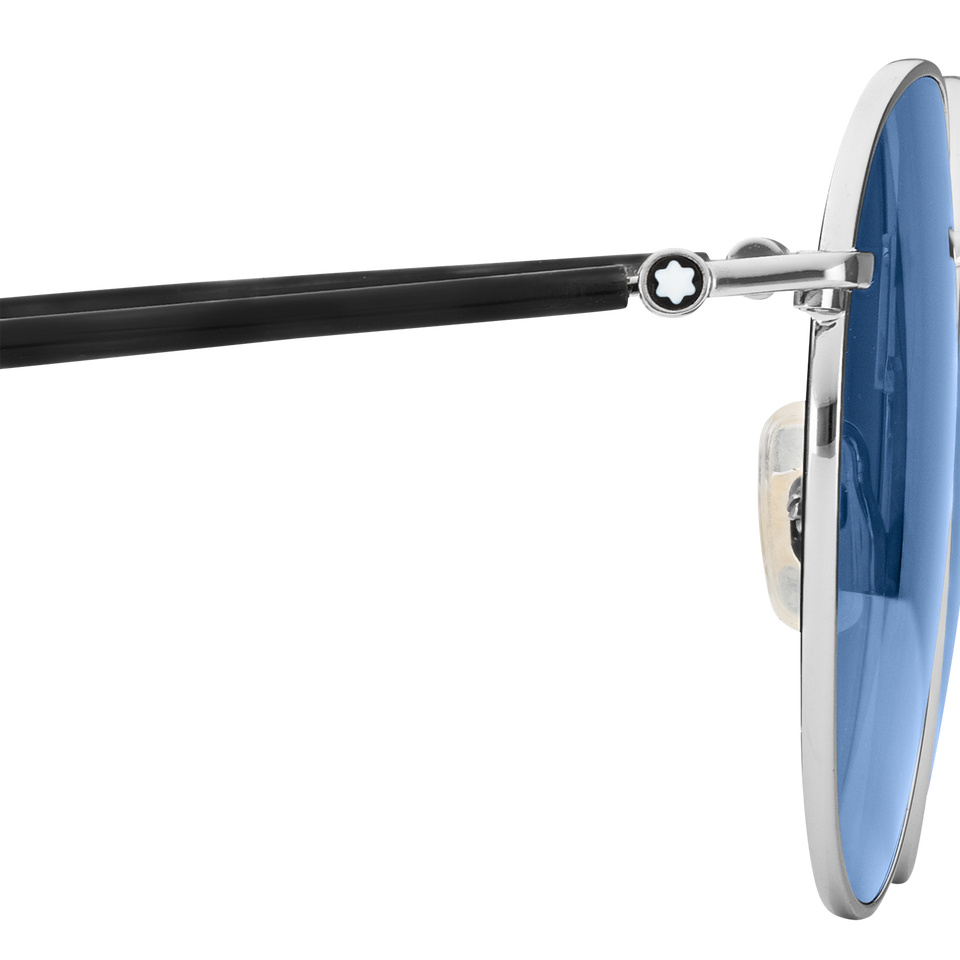 Round Sunglasses with Ruthenium-Colored Metal Frame - 4