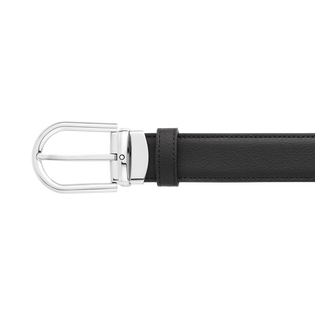 Horseshoe buckle black/brown 30 mm reversible leather belt