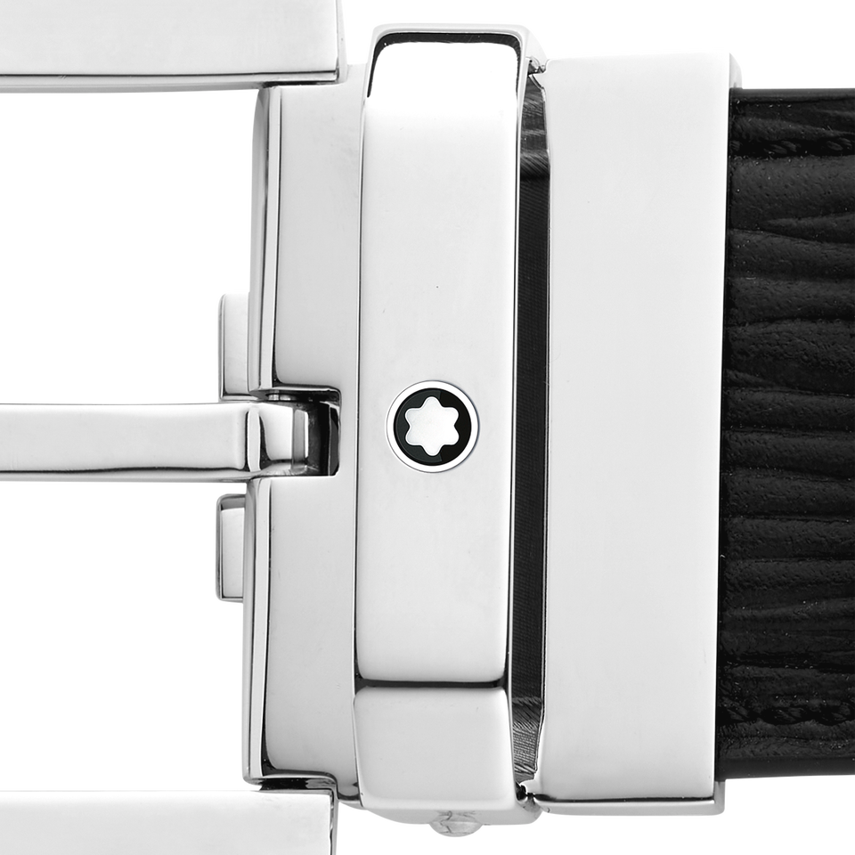 Black 35 mm leather belt - 4