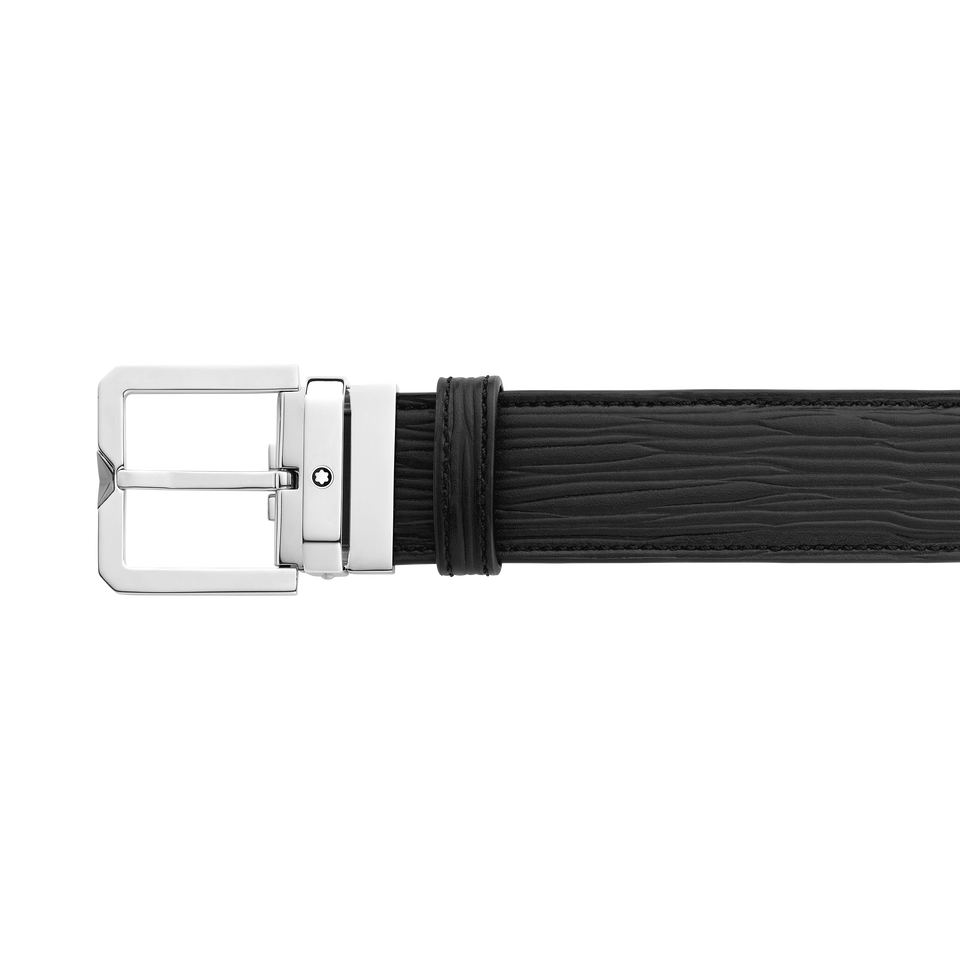Black 35 mm leather belt - 3