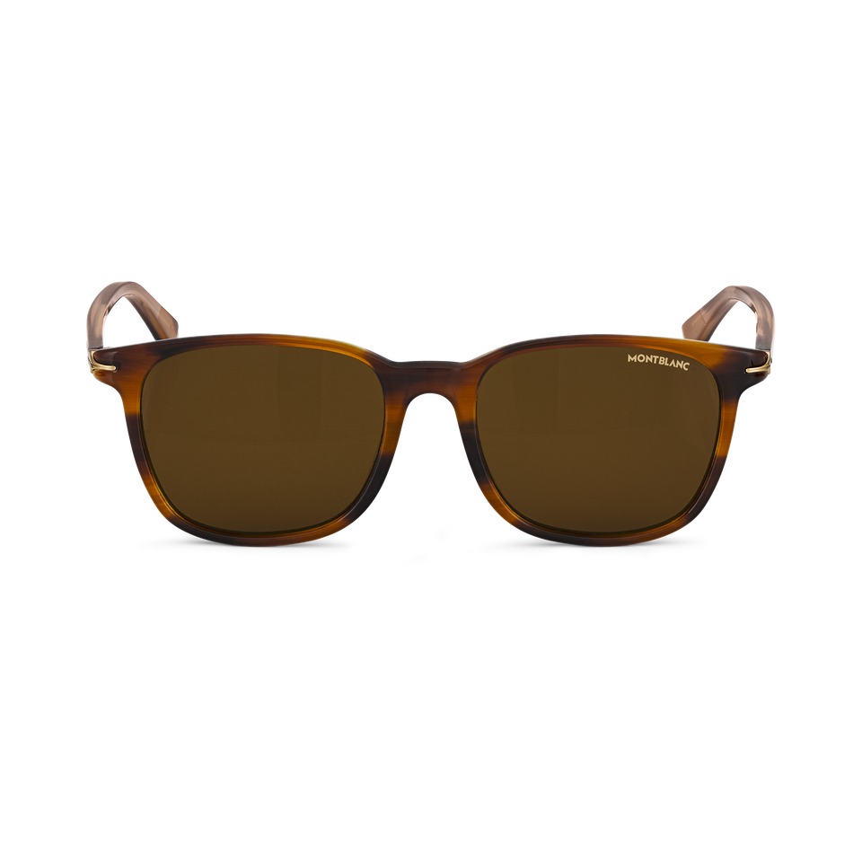 Squared Sunglasses with Brown-Colored Acetate Frame - 1