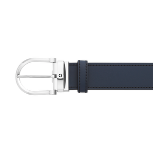 Horseshoe buckle black/blue 35 mm reversible leather belt