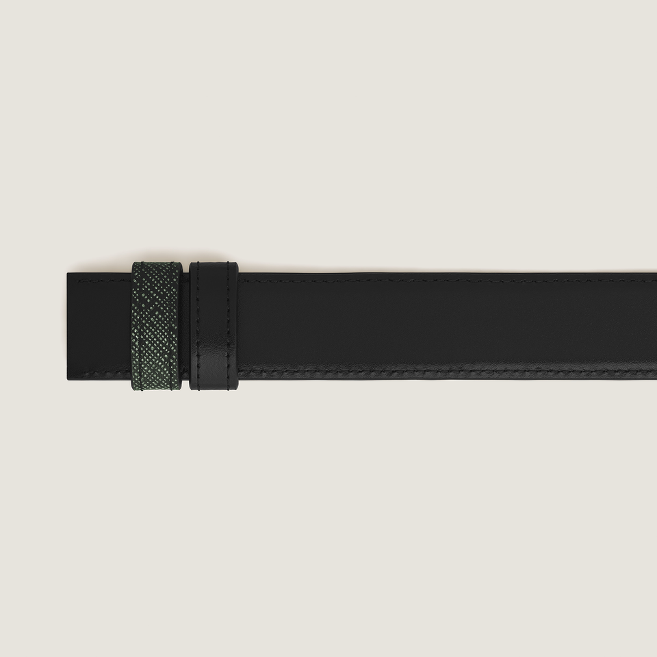 Tweed khaki Sartorial/black Meisterst&uuml;ck 30mm reversible leather strap - 2