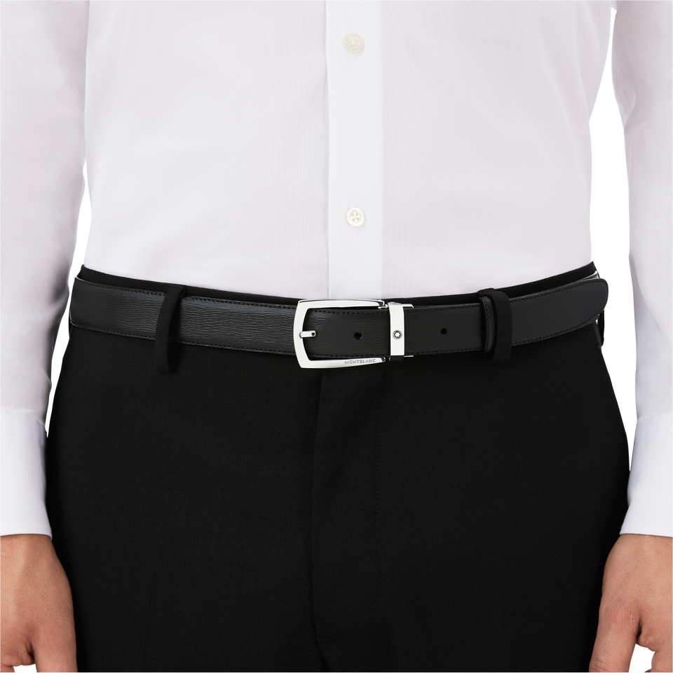 Black 30 mm leather belt - 2