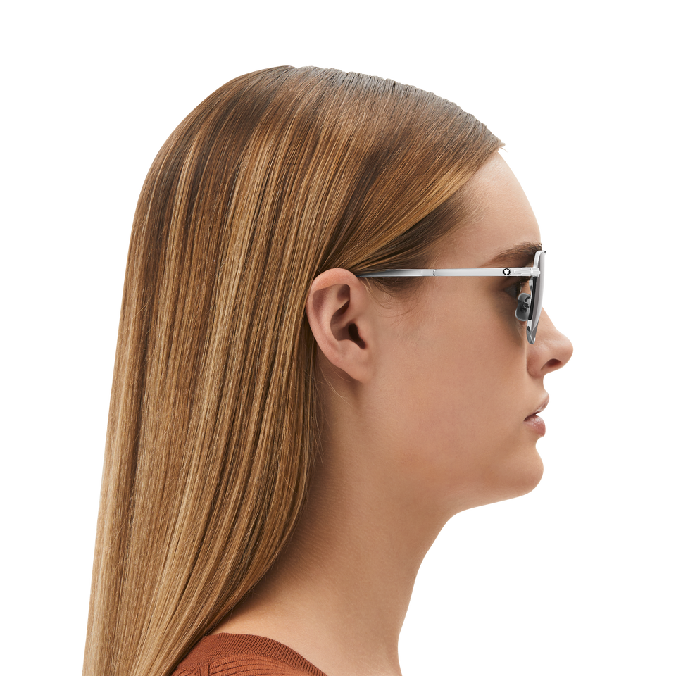 Rectangular Sunglasses with Silver Coloured Metal Frame - 5