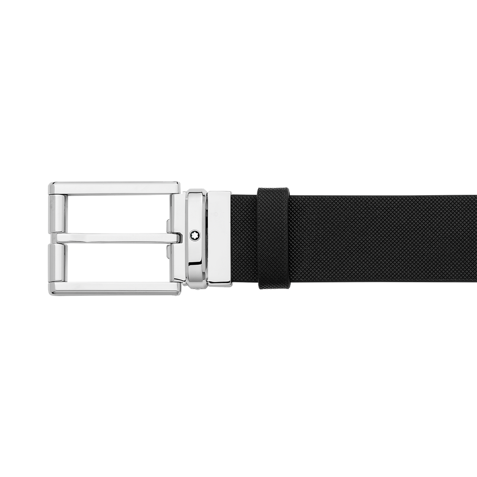 Black 35 mm leather belt - 1
