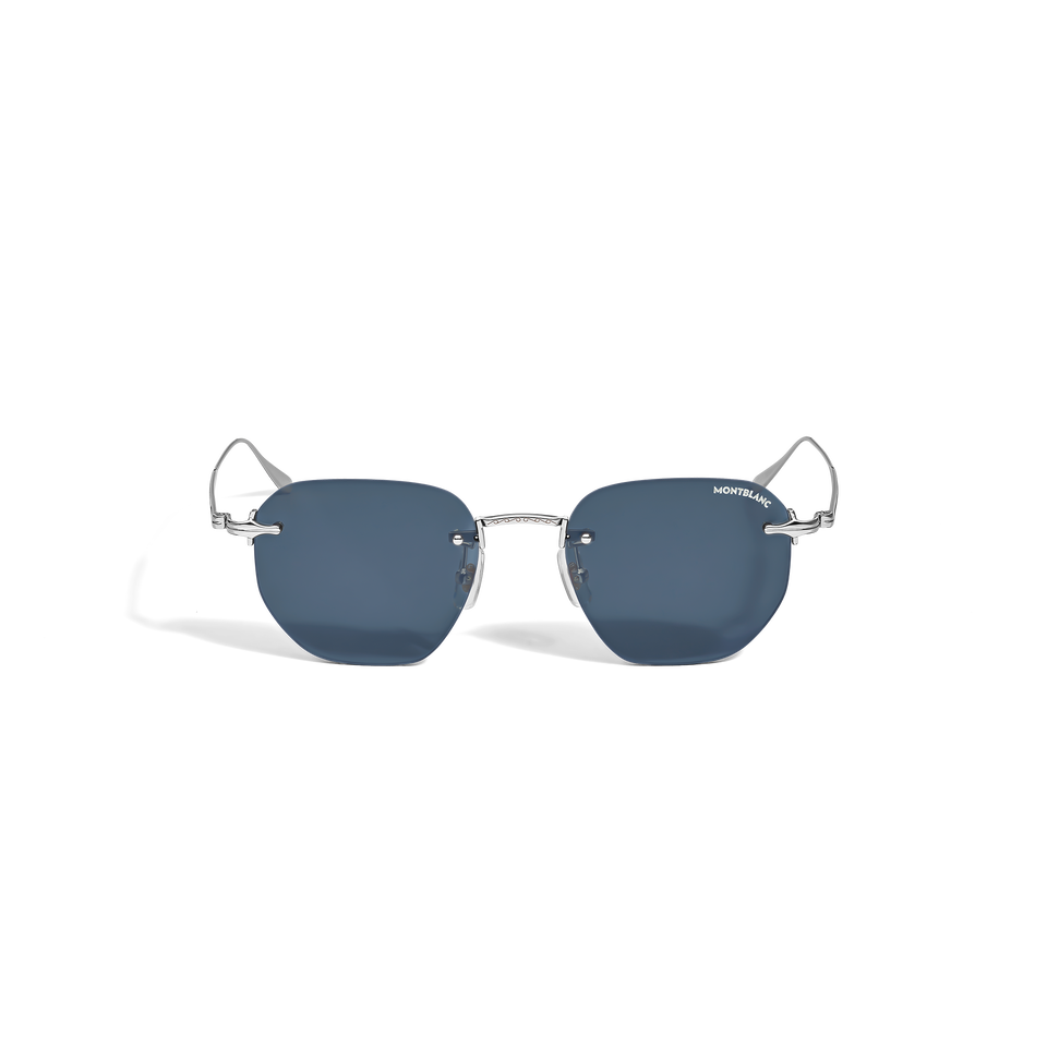 Lunettes de soleil rondes &agrave; monture m&eacute;tallique argent&eacute;e - 1